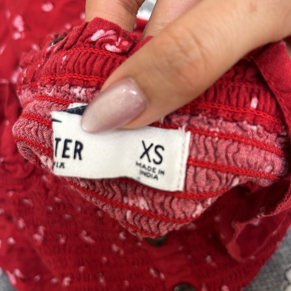 Hollister Smocked Red Floral Romper Dress - Picture 4 of 7